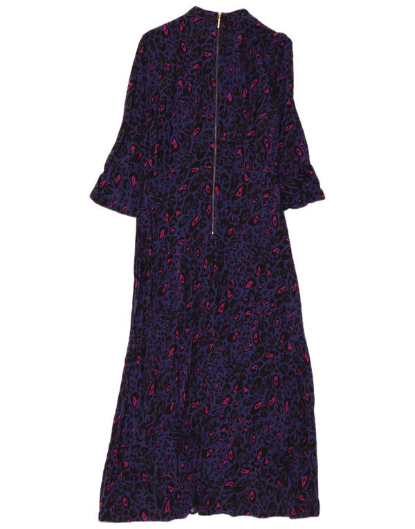 Damska sukienka maxi z rękawem 3/4 CLOSET UK 14, duża fioletowa wiskoza z nadrukiem zwierzęcym