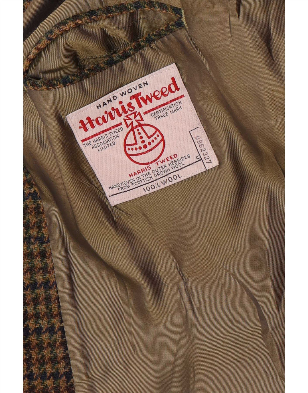 Męska marynarka zapinana na 2 guziki Harris Tweed UK 40 Duża brązowa wełna w pepitkę