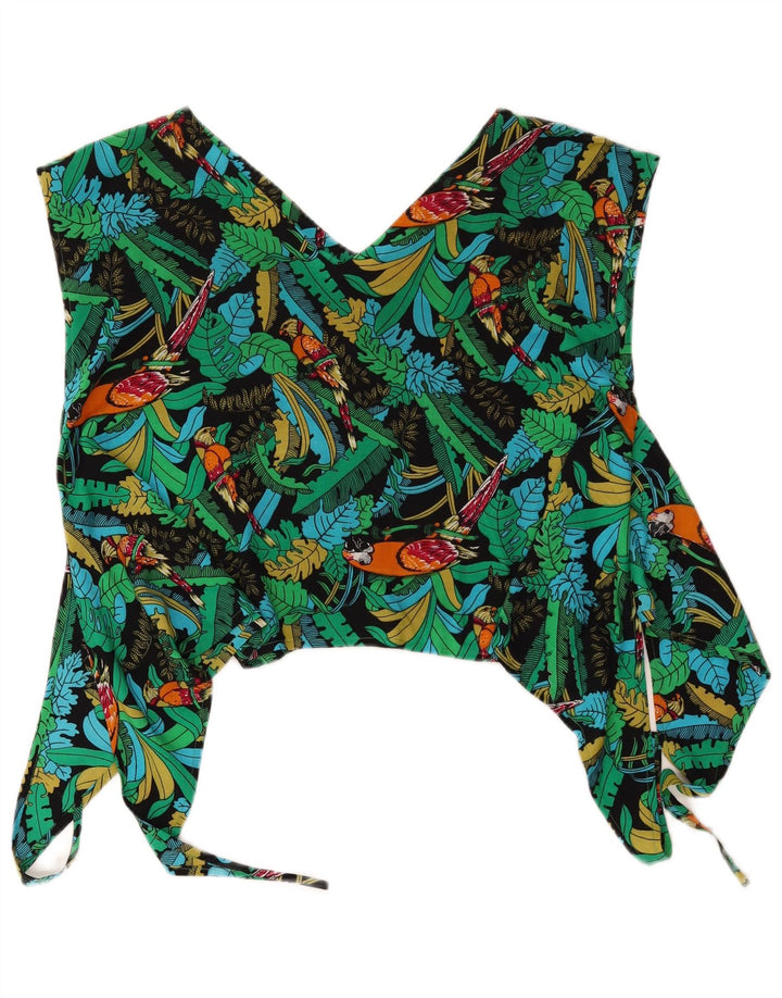 Vintage damski 2-częściowy zestaw spódnic, średni W26, zielony, kwiatowy, hawajski