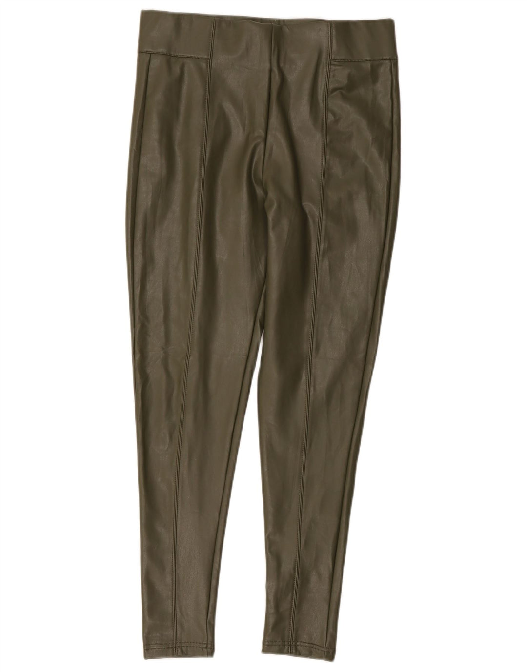 Marks & Spencer Damskie legginsy ze sztucznej skóry UK 12, średni, khaki, poliester