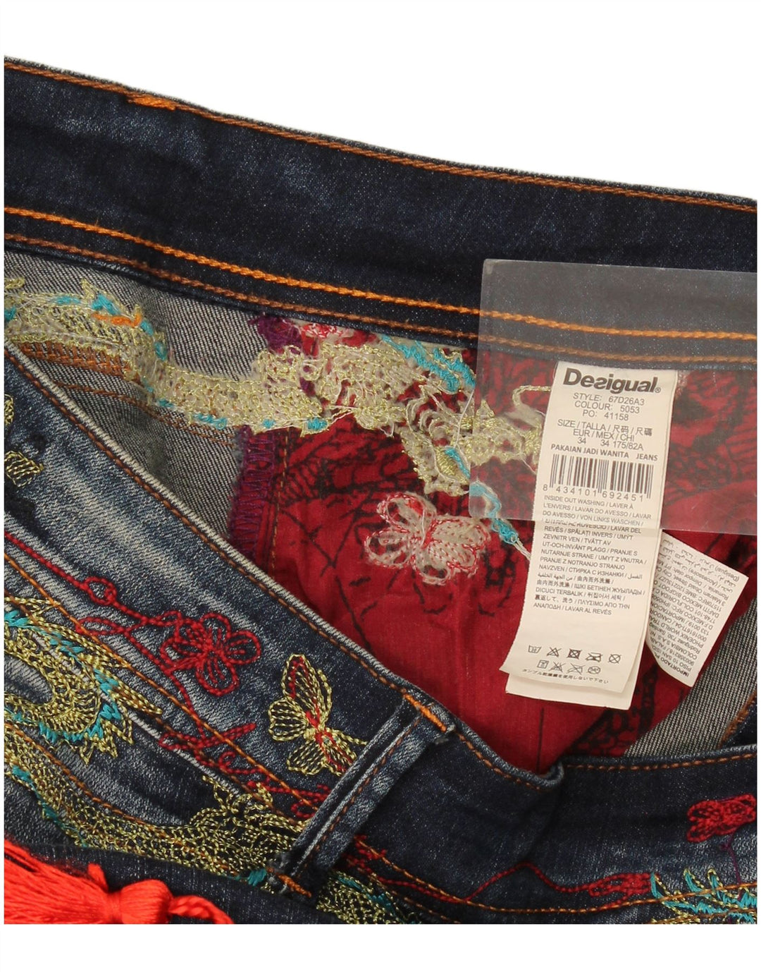 Damskie jeansy Desigual Graphic Slim W34 L29 Granatowy poliester