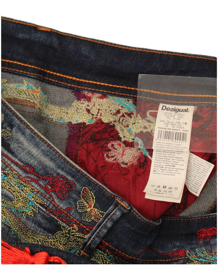 Damskie jeansy Desigual Graphic Slim W34 L29 Granatowy poliester