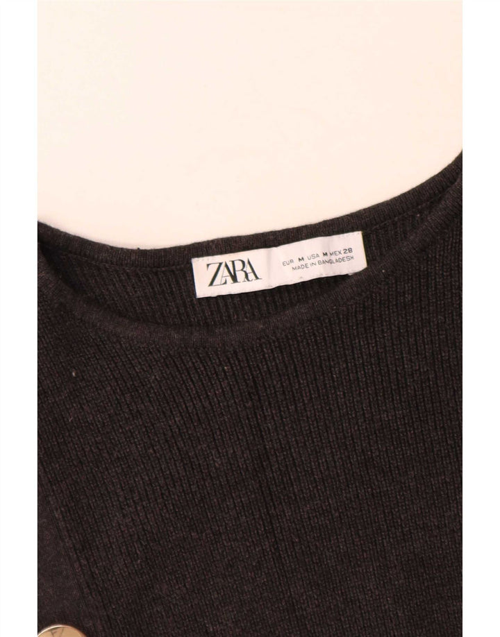 Sweter damski Zara z dekoltem w łódkę UK 12, średnioszary, bawełniany