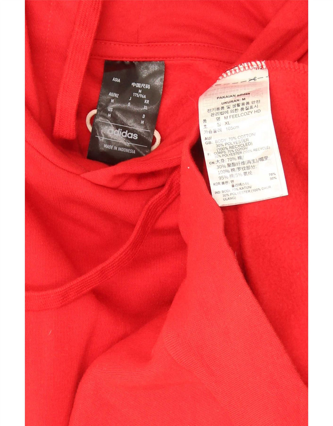 Adidas Męska bluza z kapturem, średnia czerwona, bawełniana