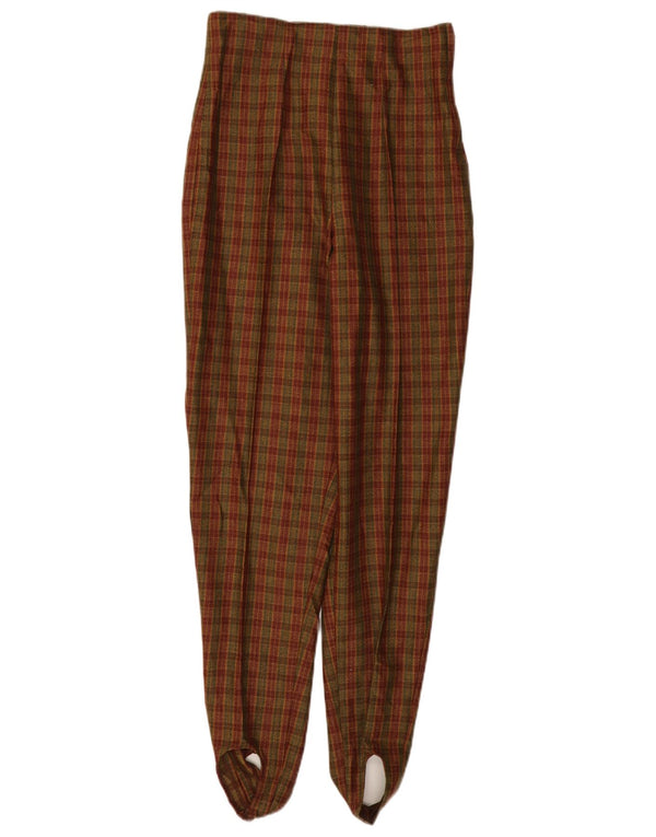 Vintage damskie zwężane spodnie garniturowe IT 44 Medium W26 L30 brązowa kratka