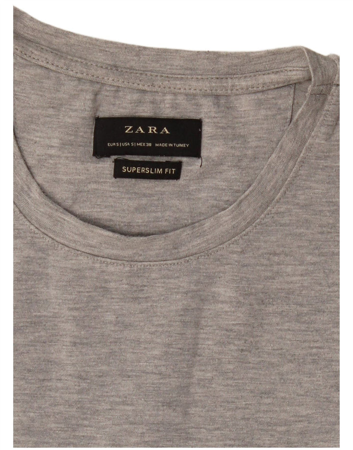 Męski T-shirt Zara Super Slim Fit, mały, szary nakrapiany