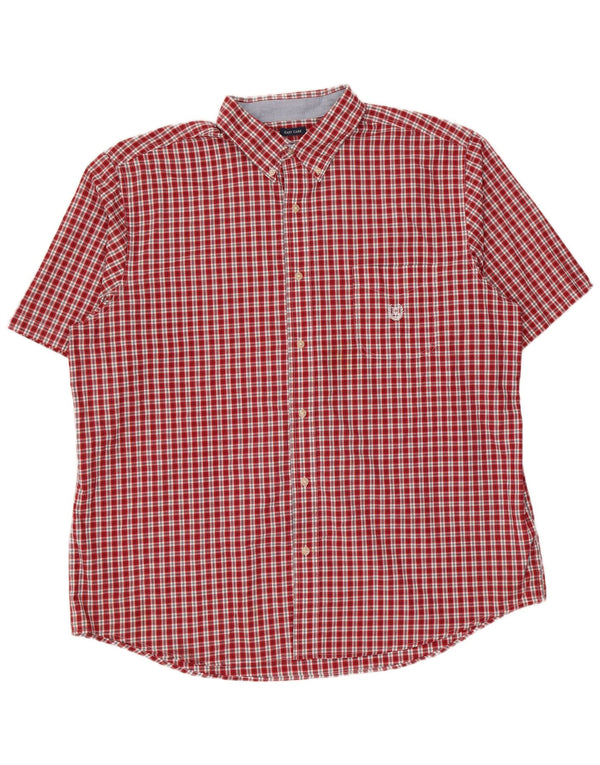Męska koszula z krótkim rękawem Chaps Easy Care, 2XL, bawełniana w czerwoną kratę