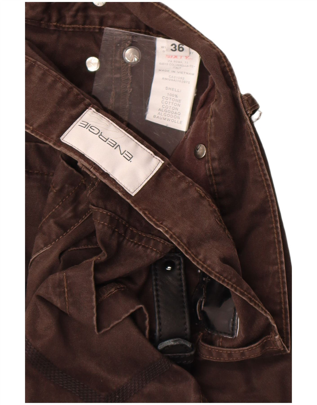 Męskie proste dżinsy Energie W36 L34 Brązowa bawełna