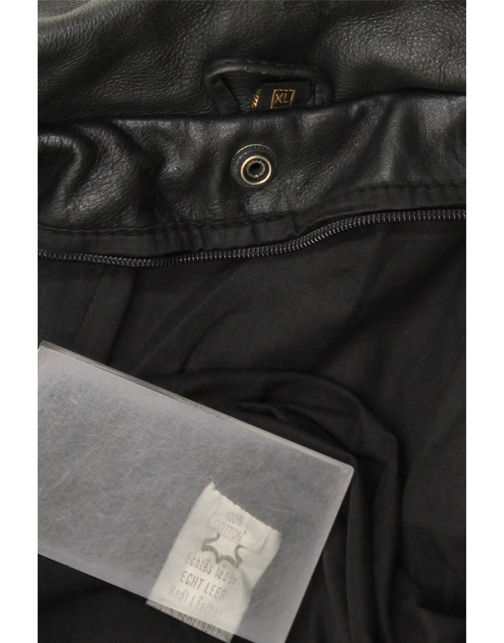 Vintage męska skórzana kurtka wojskowa UK 42 XL czarna skóra