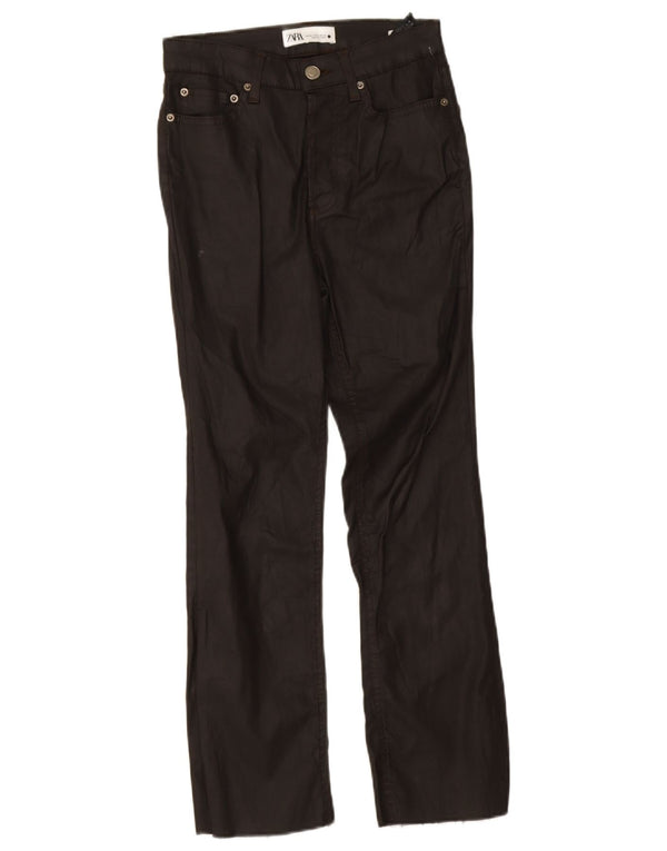 Spodnie Zara Damskie Waxed Straight EU 34 2XS W24 L25 Czarne Bawełniane