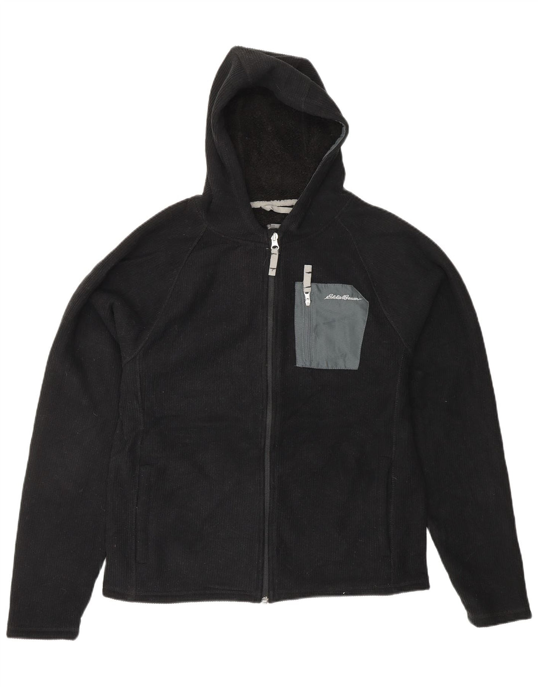 EDDIE BAUER Boys Zip Hoodie Sweater 15-16 Years XL  Black Polyester Vintage Eddie Bauer and Second-Hand Eddie Bauer from Messina Hembry 