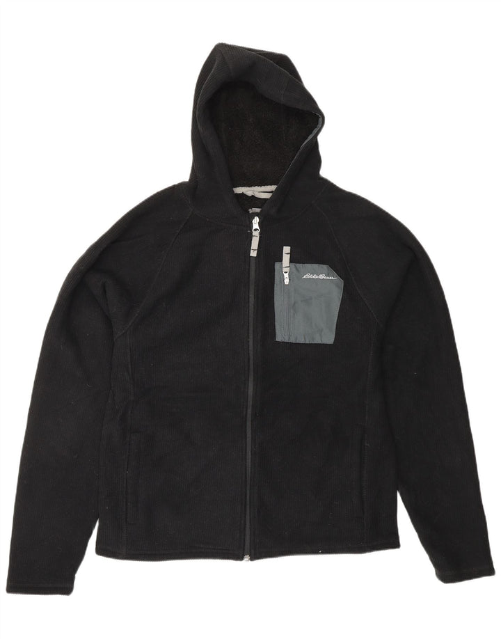 EDDIE BAUER Boys Zip Hoodie Sweater 15-16 Years XL  Black Polyester Vintage Eddie Bauer and Second-Hand Eddie Bauer from Messina Hembry 