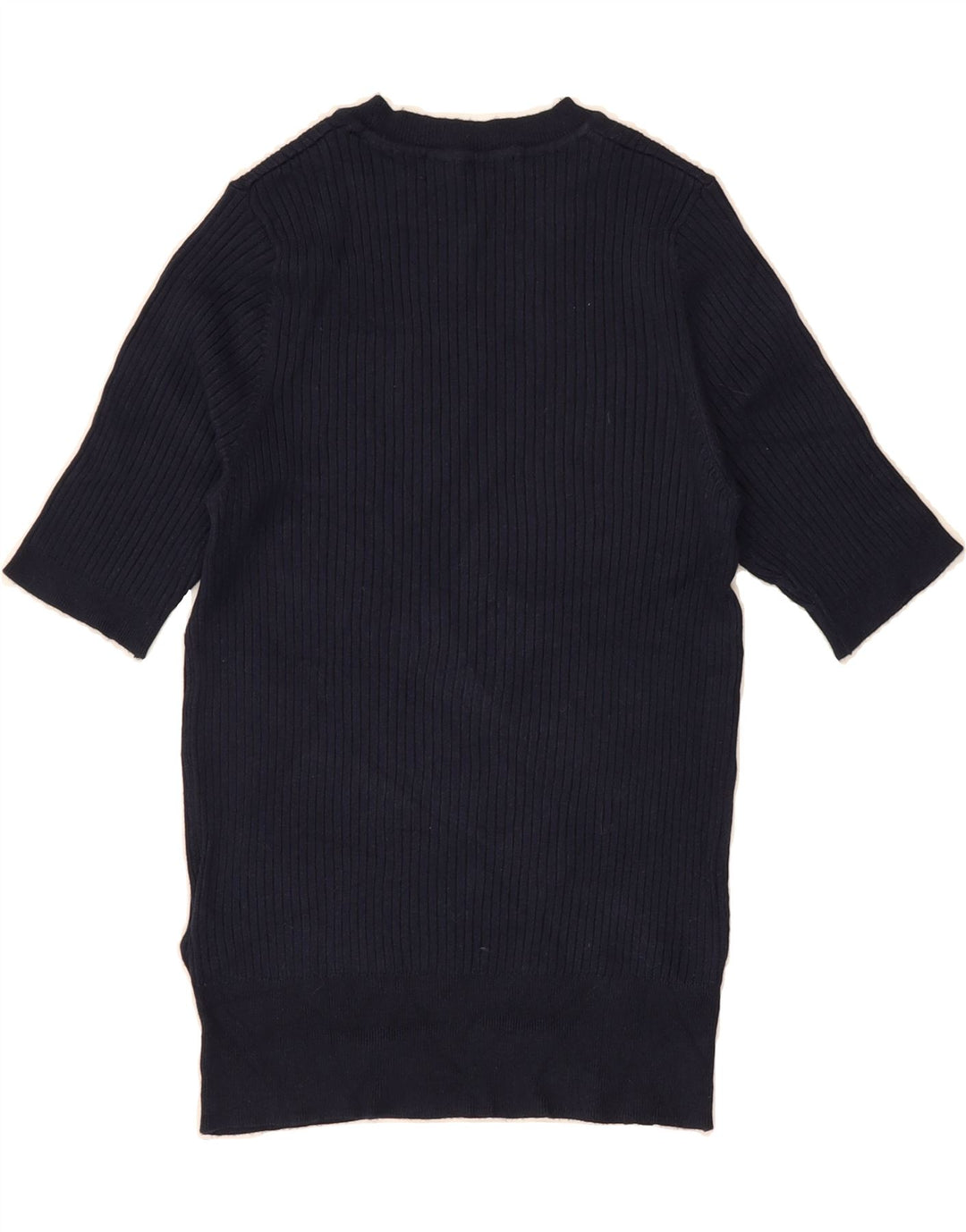 MARKS & SPENCER Womens 1/2 Sleeve Jumper Dress UK 14 Medium Navy Blue Vintage Marks & Spencer and Second-Hand Marks & Spencer from Messina Hembry 