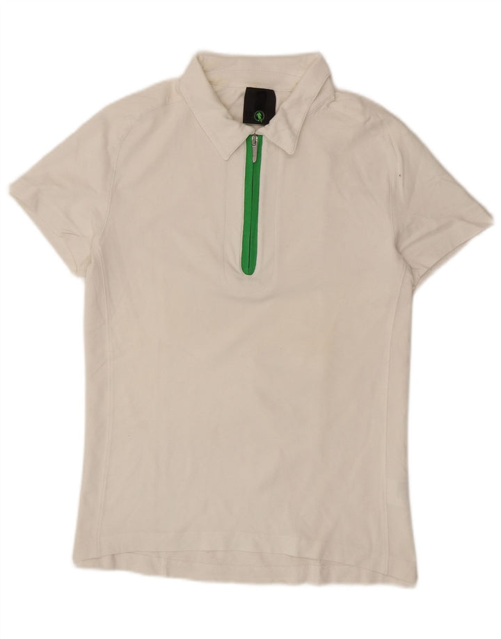 Męska koszulka polo w stylu vintage, średnia biała bawełna