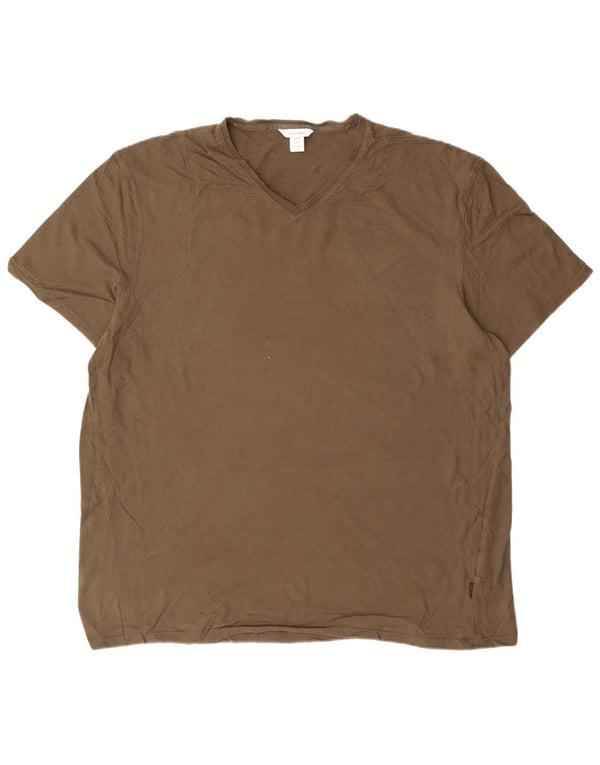 CALVIN KLEIN Męski T-shirt Top 2XL, bawełniany khaki