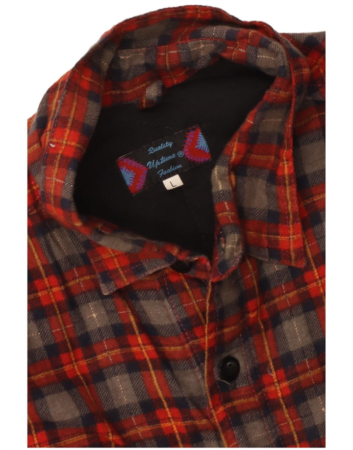 Vintage męska koszula flanelowa bez rękawów, w dużą czerwoną kratę