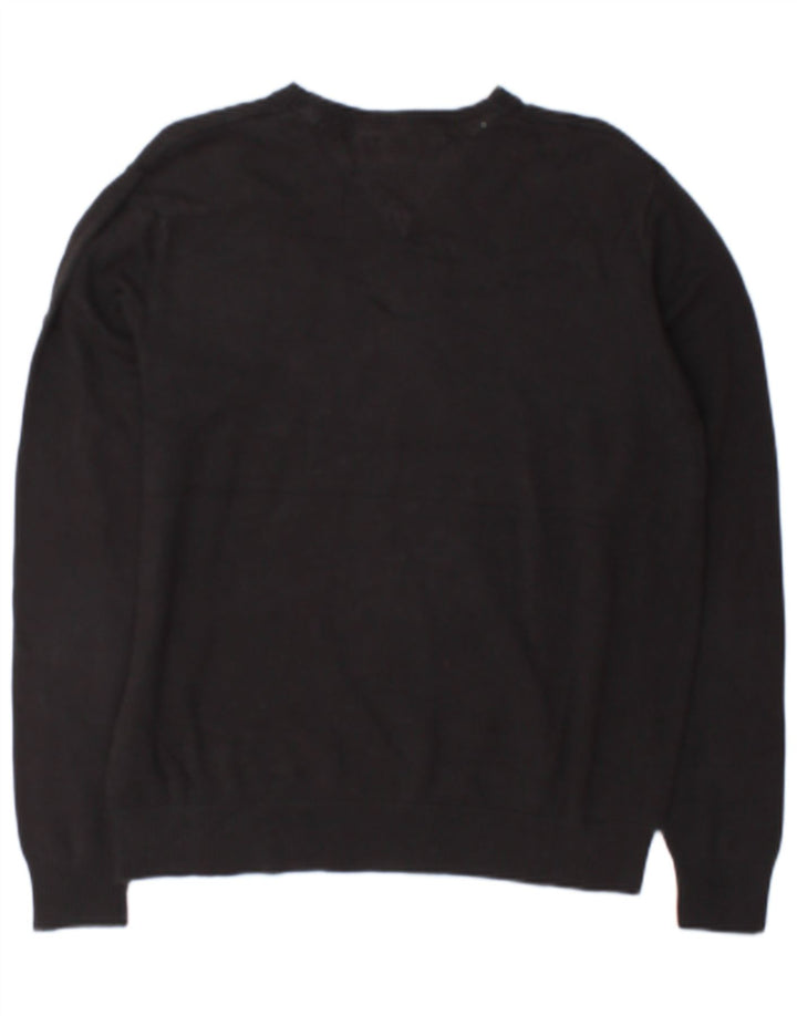 Męski sweter Tommy Hilfiger z dekoltem w kształcie litery V, mały, szary, bawełniany