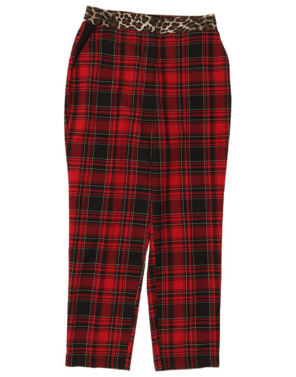 GUESS Womens Tapered Chino Trousers W28 L26 Red Check Polyester