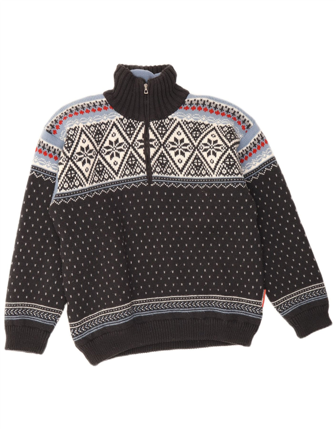 Męski sweter zapinany na zamek F.LLI Campagnolo, średni czarny Fair Isle