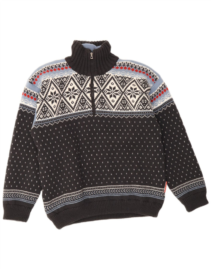 Męski sweter zapinany na zamek F.LLI Campagnolo, średni czarny Fair Isle