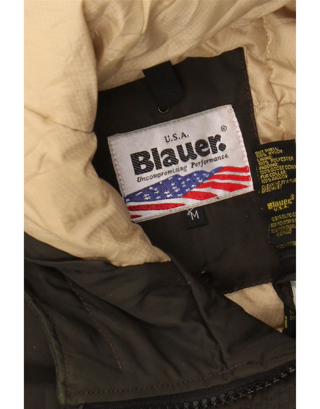 Damska kurtka wojskowa z kapturem i wyściełaną blauer UK 14, średni nylon khaki