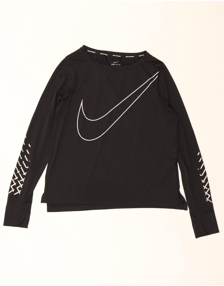 Damska koszulka Nike Dri Fit Graphic z długim rękawem, UK 14, średni czarny poliester