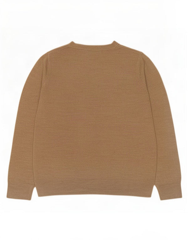 Marks & Spencer Damski sweter z dekoltem w łódkę UK 14, duży, beżowy, akrylowy