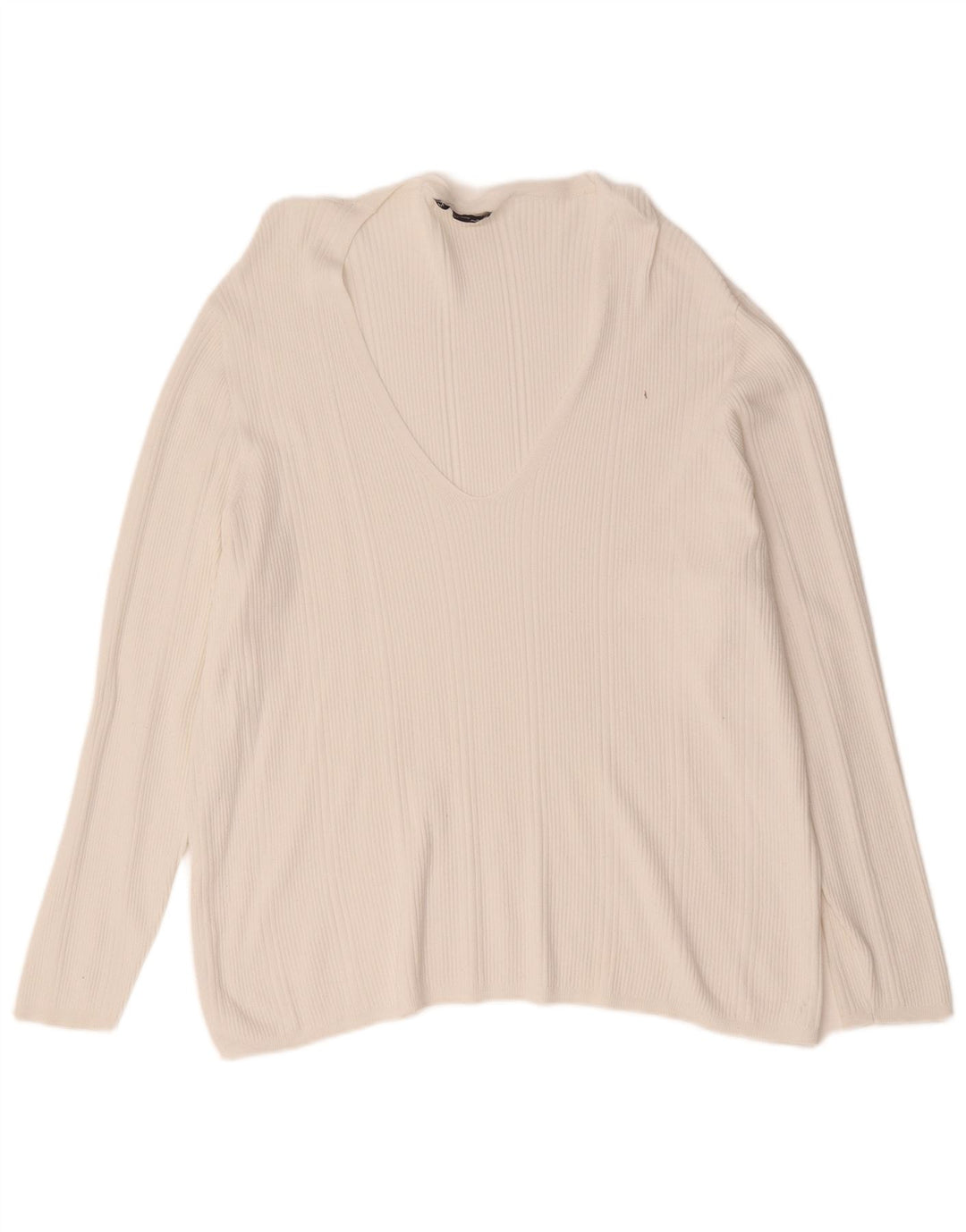 Marks & Spencer Damski sweter z dekoltem w kształcie litery V, UK 24 4XL, biały