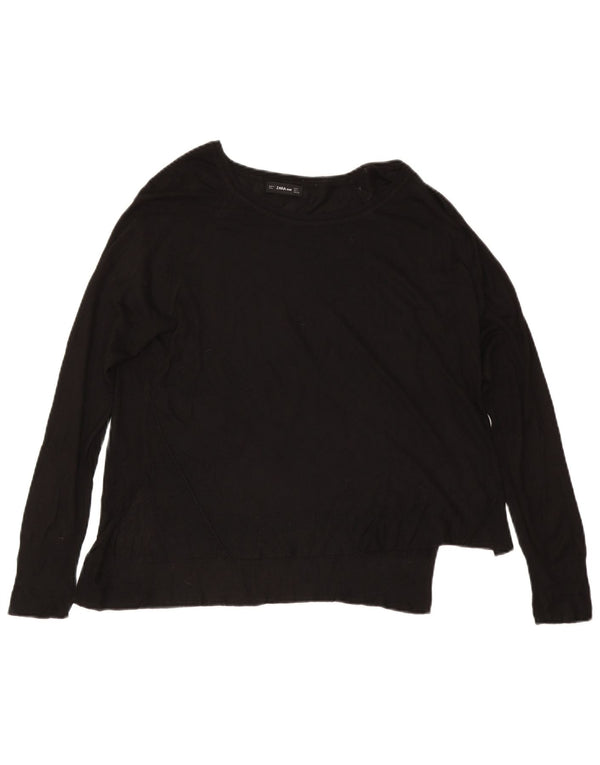 Zara Womens Boat Neck Jumper Sweater UK 16 Large Black