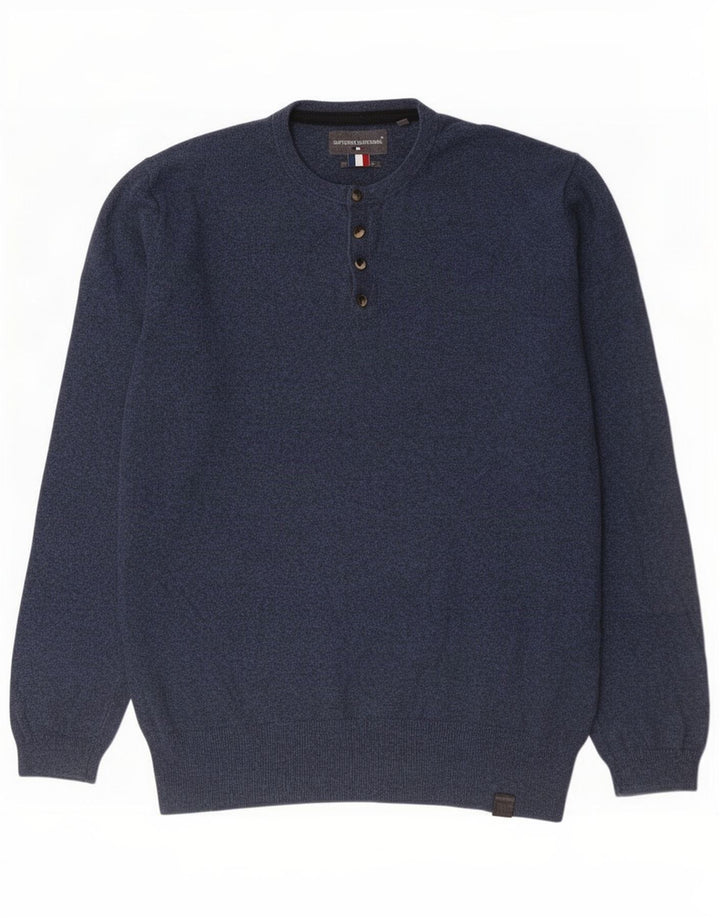 Superdry Męski sweter zapinany na guziki XL Niebieski, bawełniany