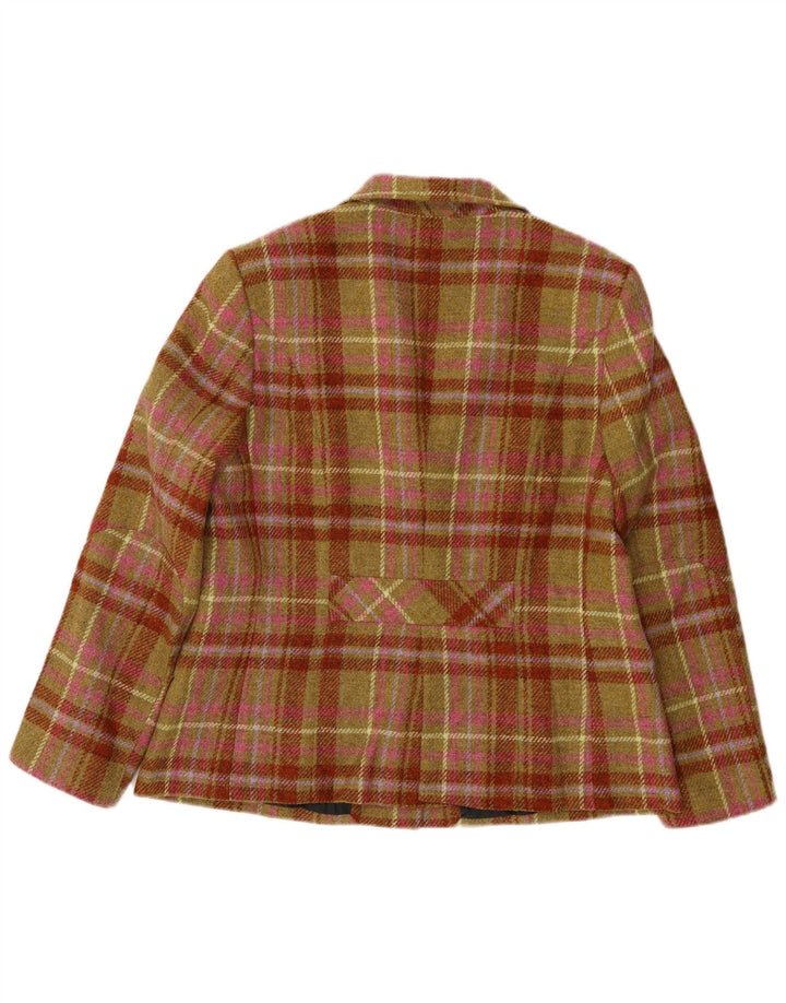 Vintage damska marynarka zapinana na 3 guziki IT 50 XL w wielobarwną kratkę