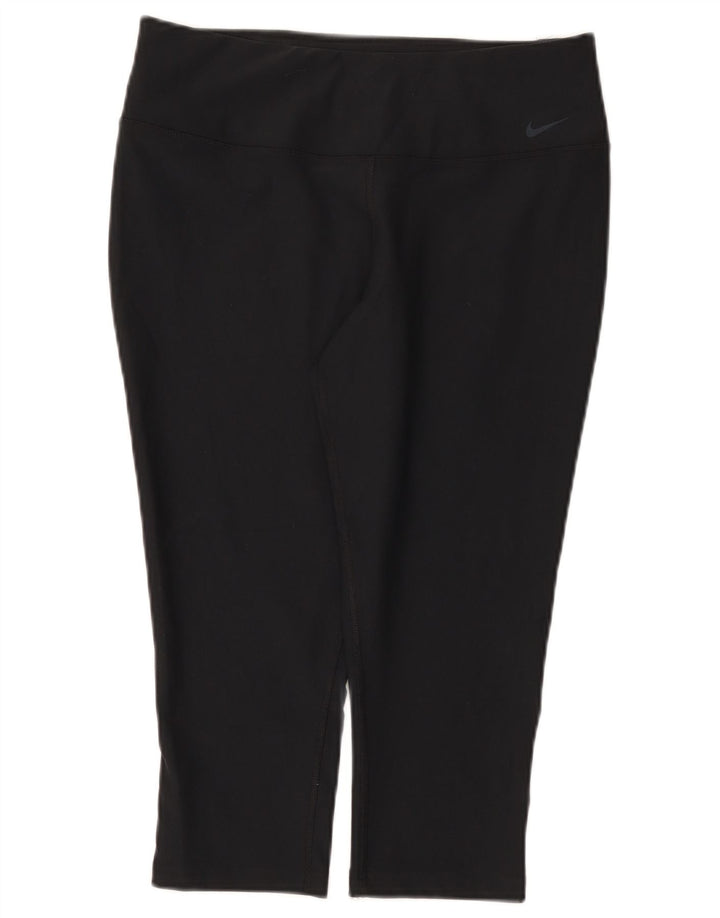 Damskie legginsy Nike Dri Fit Capri UK 14, duże, czarne, poliestrowe