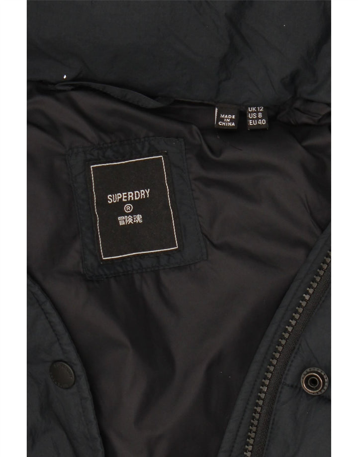 Damska ocieplana kurtka z kapturem Superdry UK 12, średnia czarna