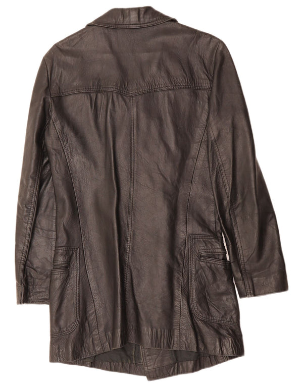 VINTAGE Męski płaszcz skórzany z podwójnymi piersiami UK 10 Small Black