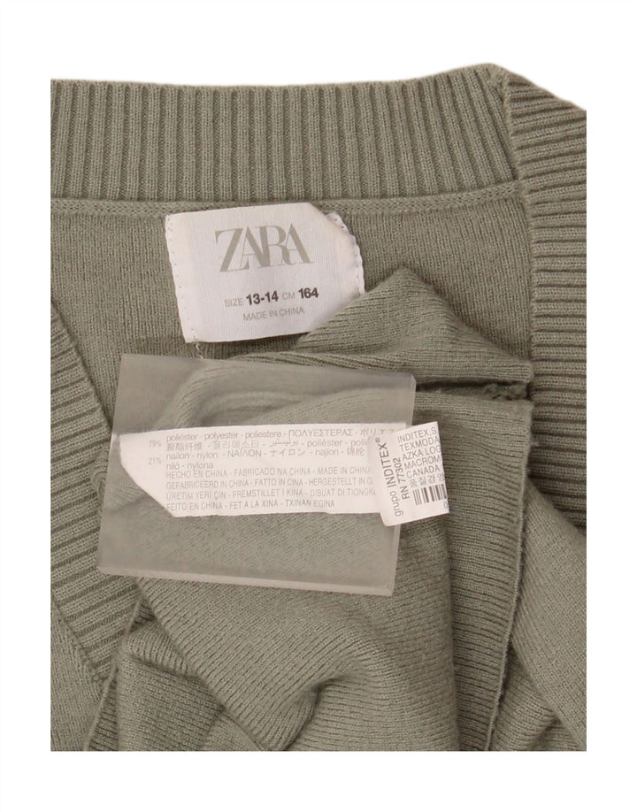 Sweter dziewczęcy Zara Cardigan 13-14 lat Zielony poliester