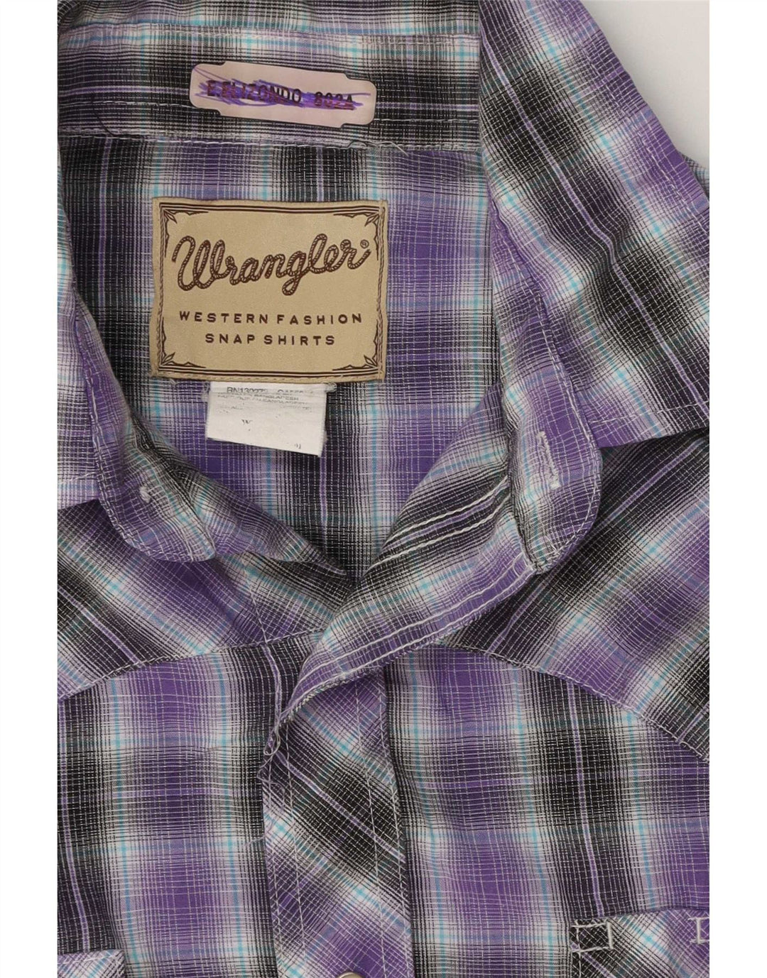 Męska koszula z krótkim rękawem Wrangler w fioletową kratkę
