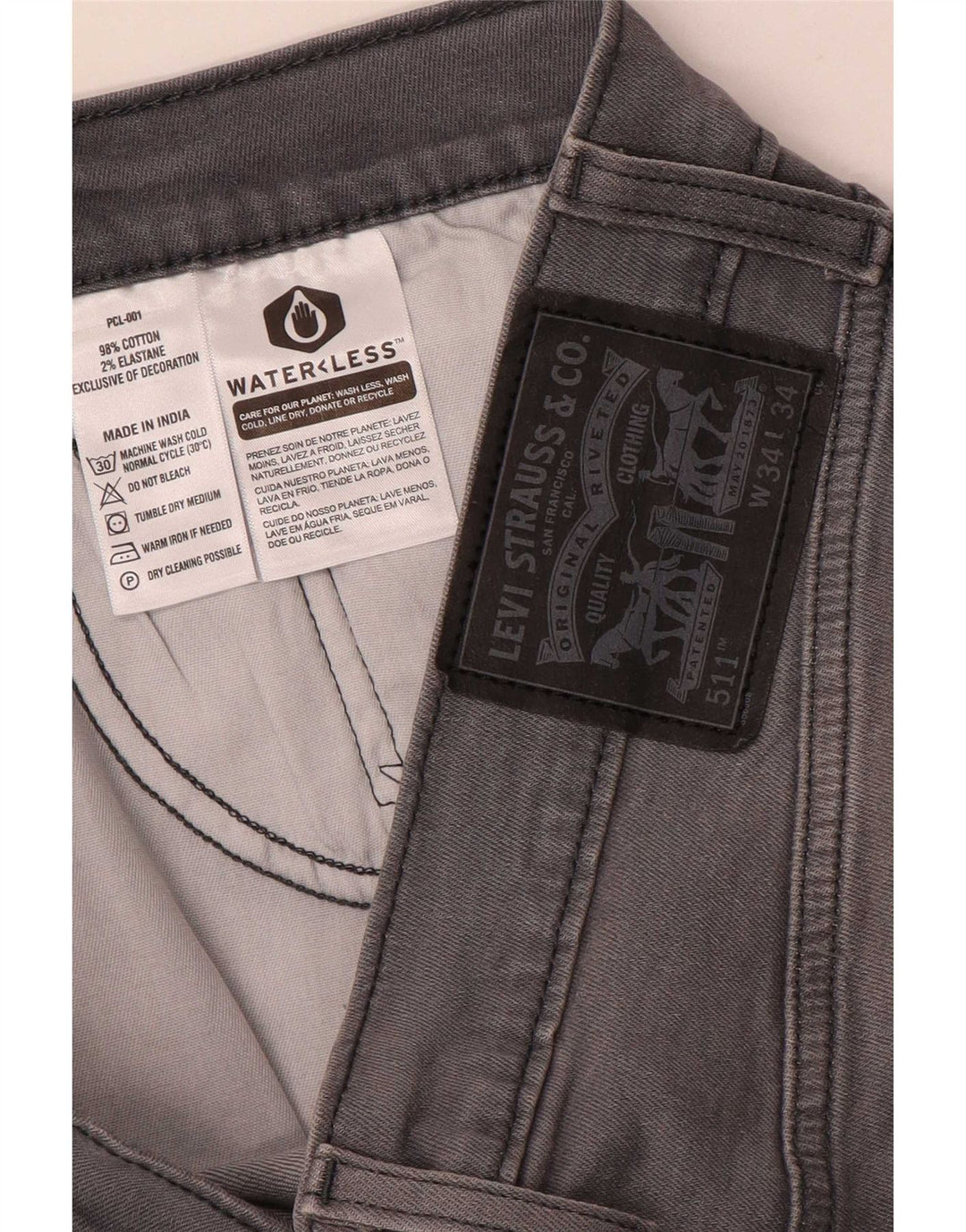 Męskie jeansy Levi's W34 L30 Szara bawełna