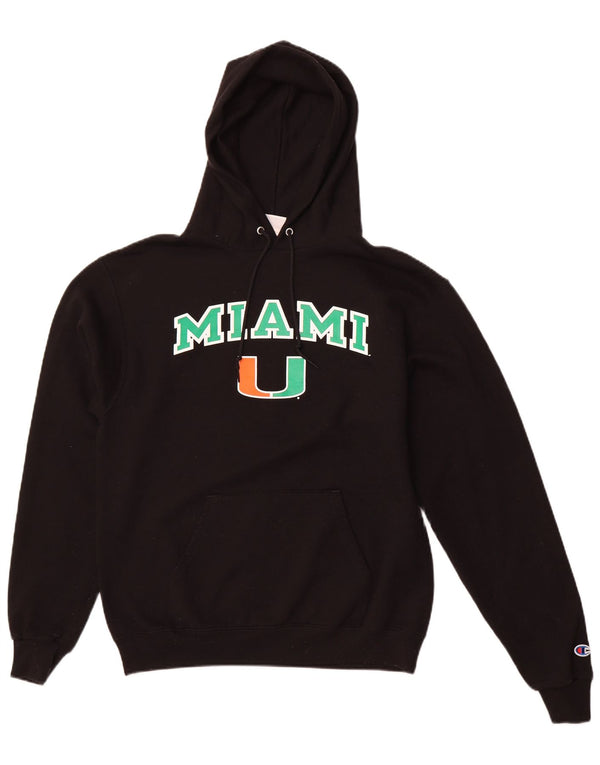 Męski sweter z kapturem i kapturem CHAMPION Miami Hurricanes, średniej wielkości, czarny, bawełniany