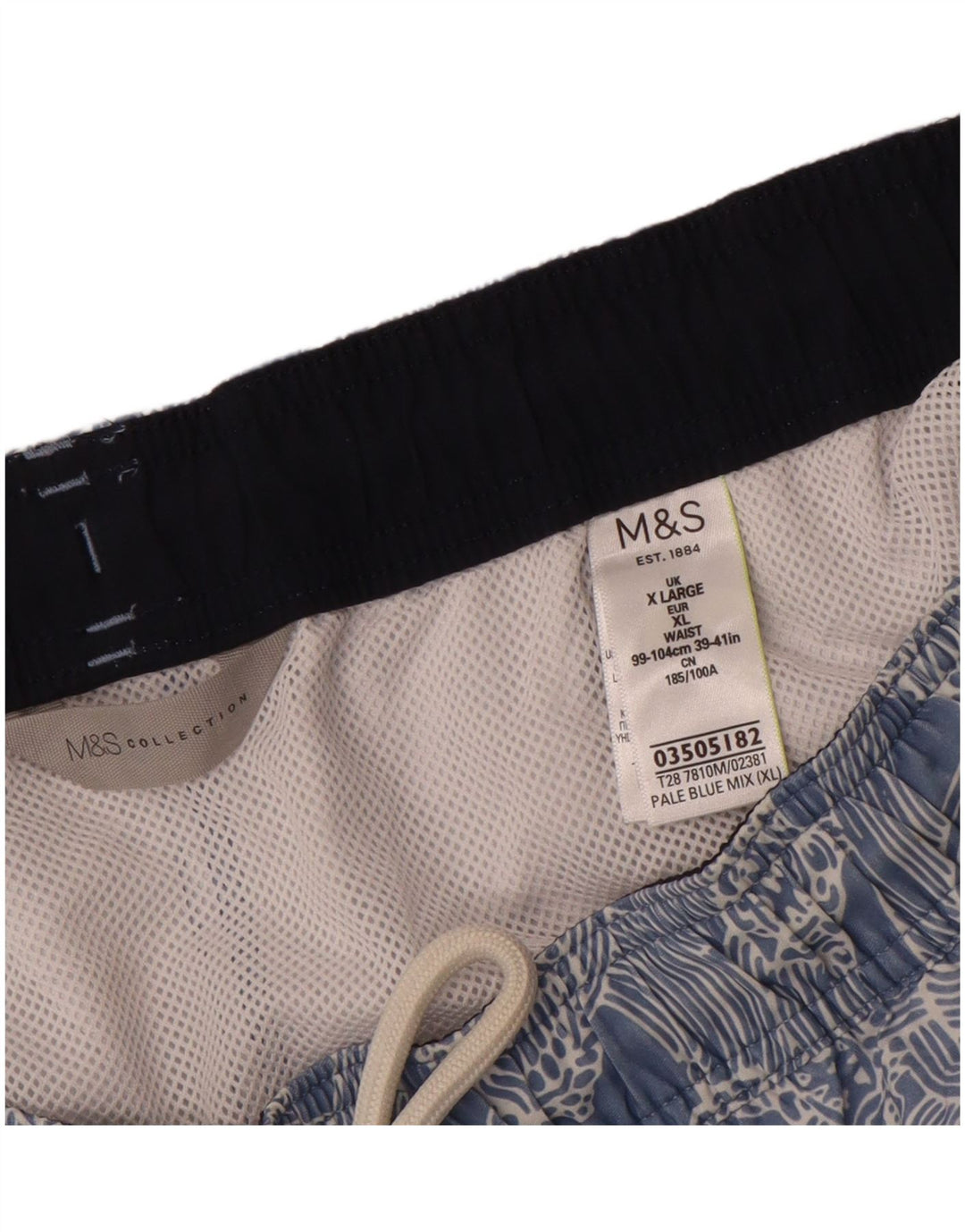 Męskie spodenki kąpielowe Marks & Spencer w abstrakcyjny wzór XL, niebieskie, poliestrowe