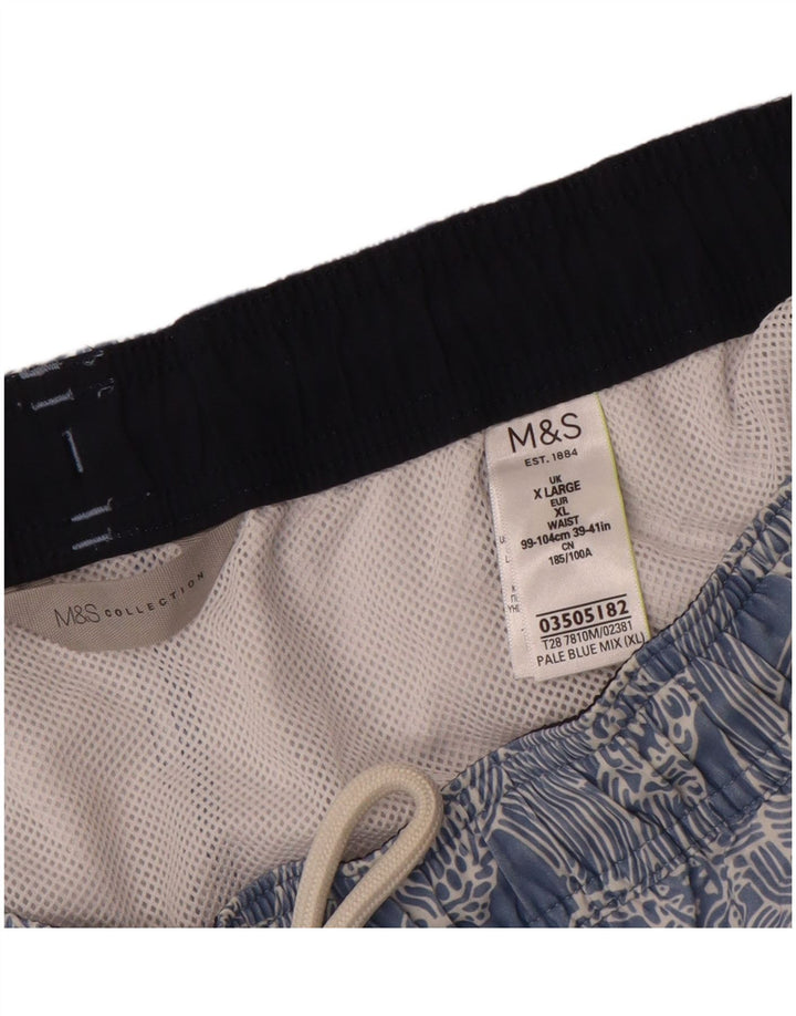 Męskie spodenki kąpielowe Marks & Spencer w abstrakcyjny wzór XL, niebieskie, poliestrowe