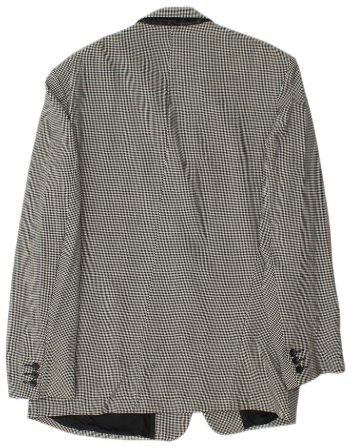 VINTAGE Męska marynarka zapinana na 2 guziki UK 42 XL Czarna pepitka, nowa wełna