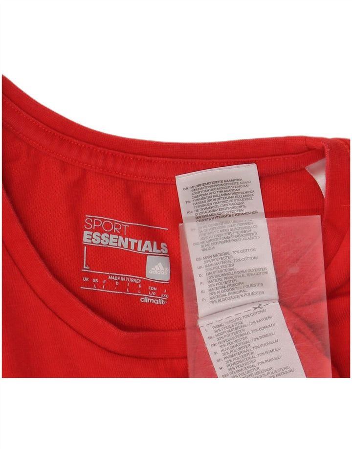 Męski T-shirt ADIDAS Climalite z grafiką, duży, czerwony, bawełniany
