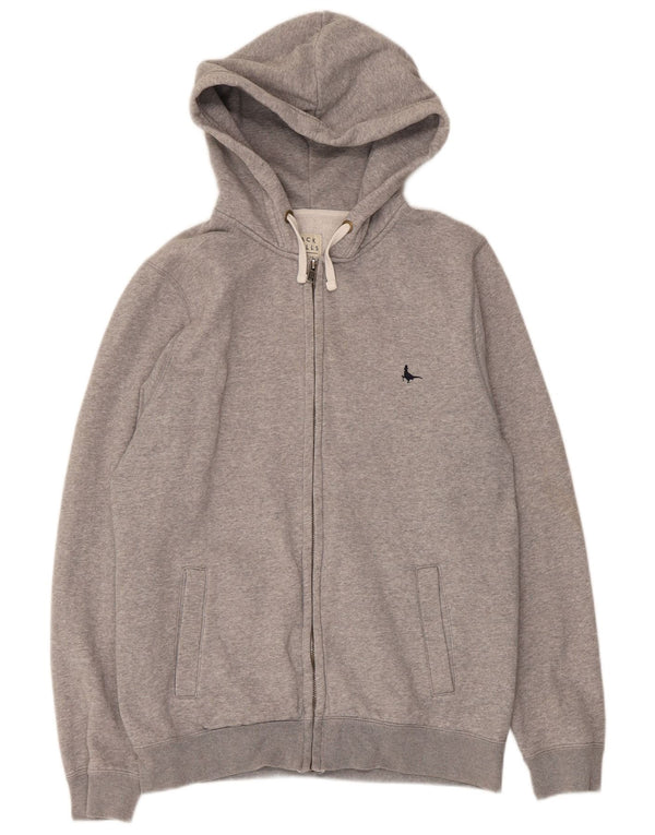 Męski sweter z kapturem i zamkiem Jack Wills, średnioszary, bawełniany w cętki