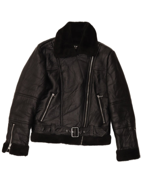 Damska kurtka motocyklowa ze sztucznej skóry VINTAGE Sherpa UK 10, mała czarna