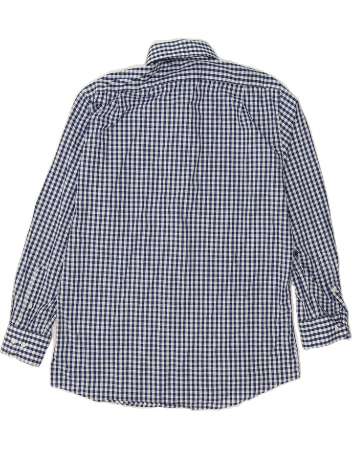 DOCKERS Mens Fitted Shirt Size 16 1/2 Large Navy Blue Check Cotton Vintage Dockers and Second-Hand Dockers from Messina Hembry 