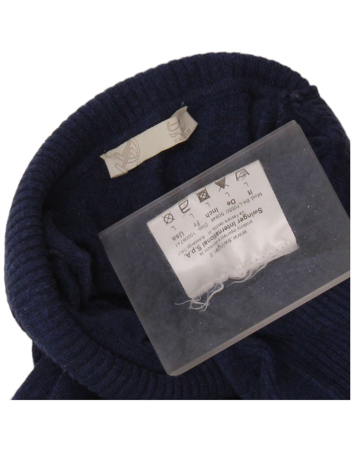 BYBLOS Damski sweter z golfem UK 14, duży, granatowy, akrylowy