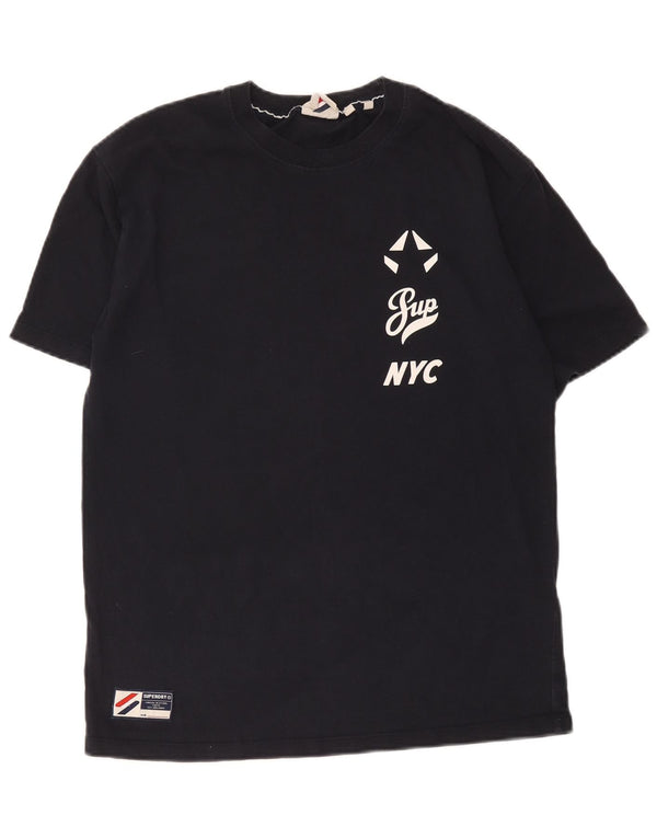 Damska koszulka oversize Superdry z grafiką Top UK 10, mała, granatowa, bawełniana