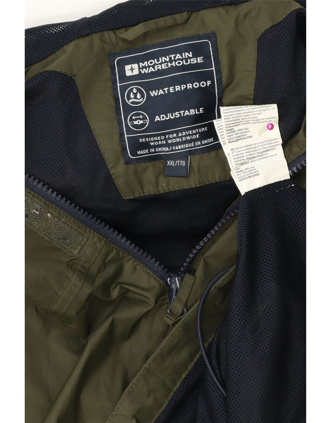 Męska kurtka przeciwdeszczowa z kapturem Mountain Warehouse UK 44 2XL Khaki Poliester