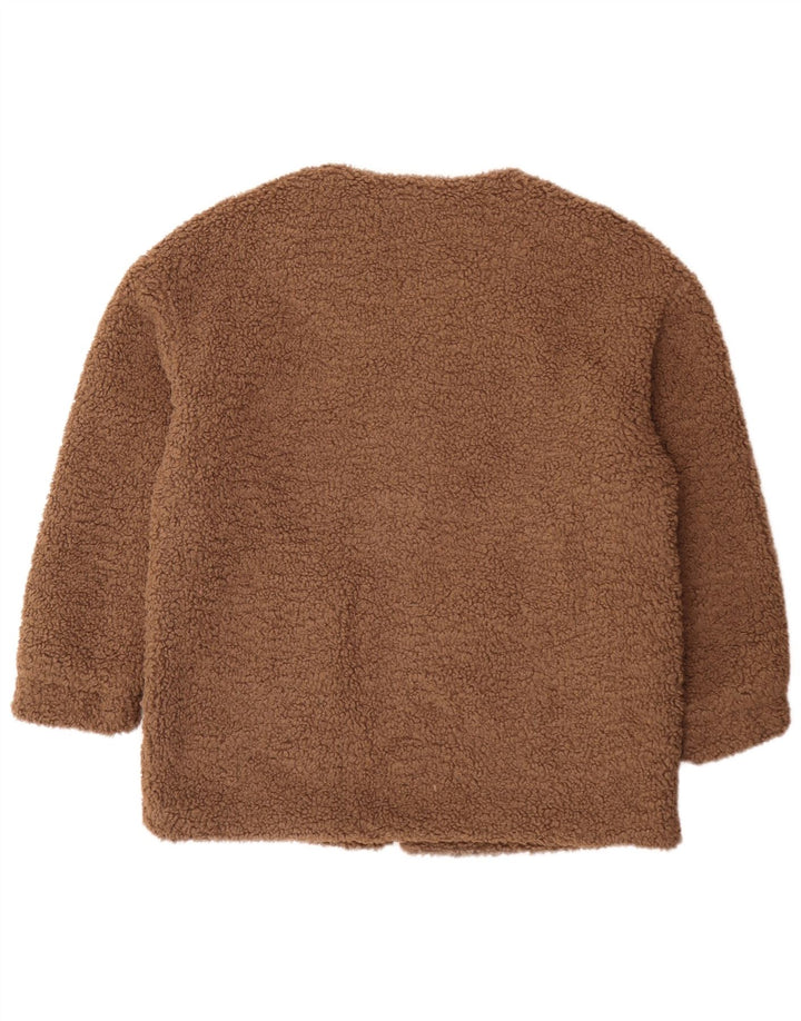 Damska kurtka polarowa oversize Teddy Bear UK 6 XS, brązowa, poliester