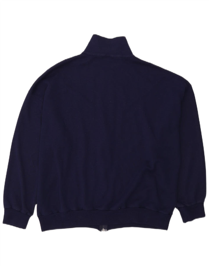 Vintage męska bluza dresowa XL granatowa, akrylowa w paski